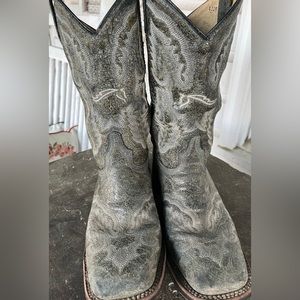 Legrange Leather womens broad square toe boots sage green